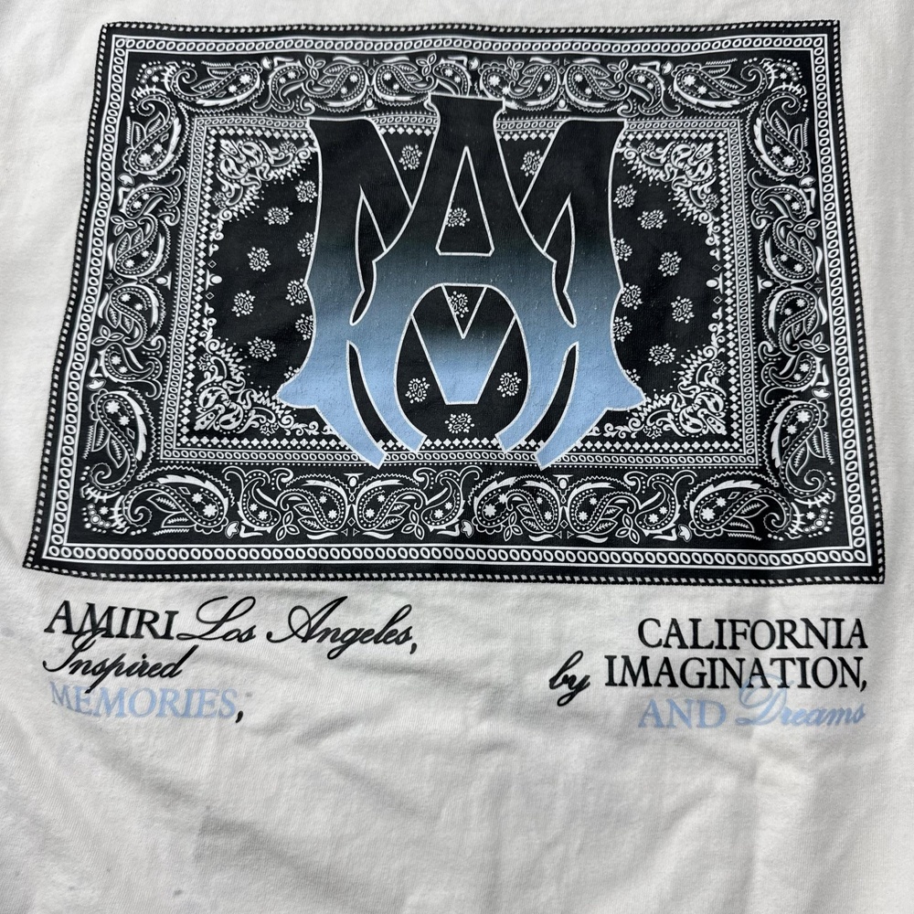 Amiri Shirt Mens Large White Bandana Paisley LA Graphic Tee Painter Streetwear